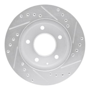 Ford Probe Brake Rotor (1) - Front Left - R1 Concepts - Drilled & Slotted - Silver - `93-`03